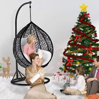 Fauteuil suspendu moderne en métal noir pour extérieur avec coussin à séchage rapide pour jardin, balcon et parc