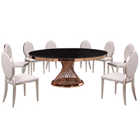 Table de mariage ronde en acier inoxydable en verre blanc, roumanie Offre Spéciale