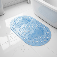 Tapis de bain antidérapant en PVC durable, ovale, 68*37cm, pour massage des pieds, utilisation en salle de bain