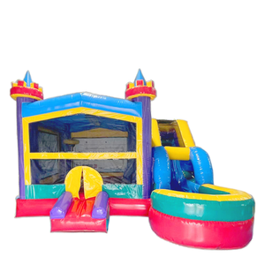 Château gonflable avec toboggan pour enfants, rouge, bleu, jaune, PVC - Product Image 2