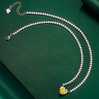 Collier chaîne tennis avec pendentif cœur en verre Haomi CE, en laiton argenté, bijoux colorés pour femmes, vente en gros personnalisée