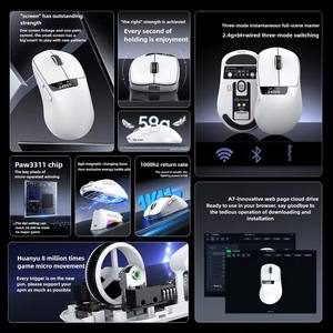 Ratón inalámbrico <span class=keywords><strong>Wolf</strong></span> A7 de tres modos con pantalla PAW3311 Sensor 24000DPI RGB Base de carga magnética Juegos definidos por macros - Product Image 4