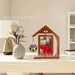 Wooden Pet Photo <b>Frame</b> Double-Sided Rotatable Solid Wood Handmade Display Stand For Living Room Bedroom Study - Product Image 1