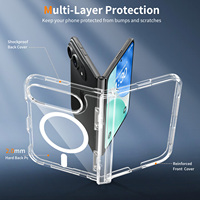 Coque magnétique transparente antichoc et anti-rayures pour iPhone Duo, anti-jaunissement, protection de la charnière, vente en gros