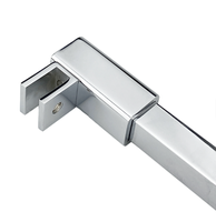 Barre de support stabilisatrice carrée mur-verre pour porte de douche sans cadre