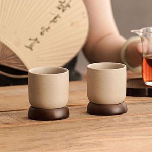 แก้วกาแฟพอร์ซเลนสไตล์ญี่ปุ่นย้อนยุคขนาด 150 มล. พร้อมฐานไม้ สำหรับใช้ในบ้าน โรงแรม ร้านอาหาร ใช้ได้ทุกวัน - Product Image 1