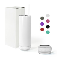 Gobelet isotherme cylindrique intelligent 20oz en acier inoxydable 304 avec haut-parleur Bluetooth et paille, pour sublimation, usage domestique simple