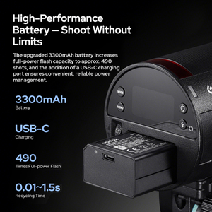 Flash de photographie <span class=keywords><strong>Godox</strong></span> AD100 Pro II 100Ws 2.4G TTL, flash stroboscopique 1/8000 HSS, flash de poche avec batterie au lithium 2600mAh - Product Image 2