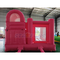 Château gonflable rose commercial en PVC pour enfants, château de saut princesse avec souffleur