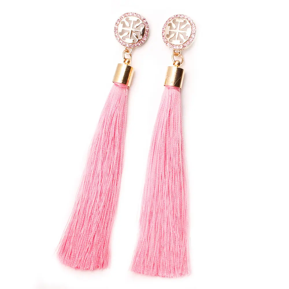 Long Tassel Drop Earrings for Women Hoop Tassels Fringe Colorful Bohemian Boho Thread Dangle Ear Jewelry