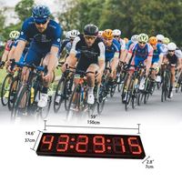 Jam dinding LED Digital 12 inci layar besar kualitas tinggi Timer maraton olahraga luar ruangan dengan fungsi Stopwatch hitung mundur
