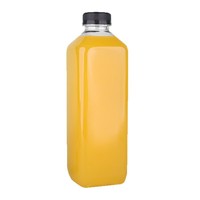 Bouteille de boisson en plastique PET transparente carrée personnalisable de 1000 ml avec couvercle