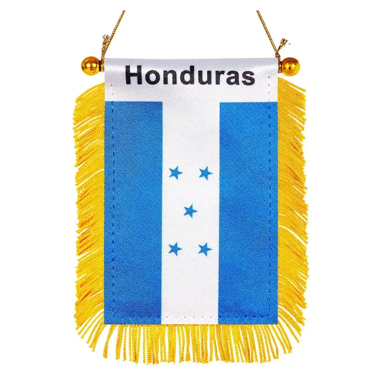 Высококачественный двухсторонний Печатный флаг страны Honduras, мини-баннер с бахромой, чтобы повесить на окно автомобиля