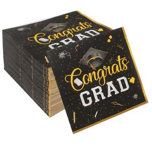 Serviettes jetables écologiques noires carrées modernes 20 serviettes en papier imprimées UV décorations de vaisselle de fête transfrontalière - Product Image 1