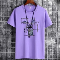 T-shirt en coton lavé pour homme, style streetwear décontracté, imprimé numérique, respirant, absorbant la transpiration, séchage rapide – Vêtement très prisé
