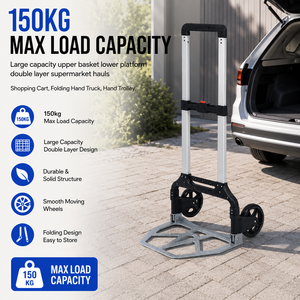 รถเข็นเหล็กพับได้สำหรับขนส่งสินค้าหนัก 150 กก. สำหรับคลังสินค้า, รถเข็นมือ, รถเข็นลาก - Product Image 1