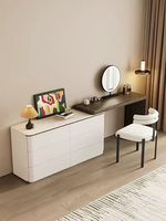 Coiffeuse de luxe moderne avec éclairage LED, écologique, réglable, extensible et durable, pour chambre principale, sur pied