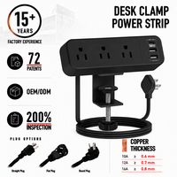 Stop Kontak Meja dengan Kabel Ekstensi 6ft, Colokan Bulat, dan Port USB-C 5V 2.1A, Perlengkapan Listrik untuk Rumah