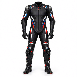 Combinaison de moto en cuir une pièce pour homme avec logo personnalisé, combinaison de course en cuir pour motard, combinaison de protection pour pilote de moto sur circuit - Product Image 3