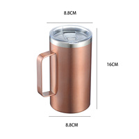 Mug isotherme réutilisable en acier inoxydable personnalisé, sans BPA, écologique, pour le bureau, les voyages, cadeau d'entreprise, 16/12/14 oz