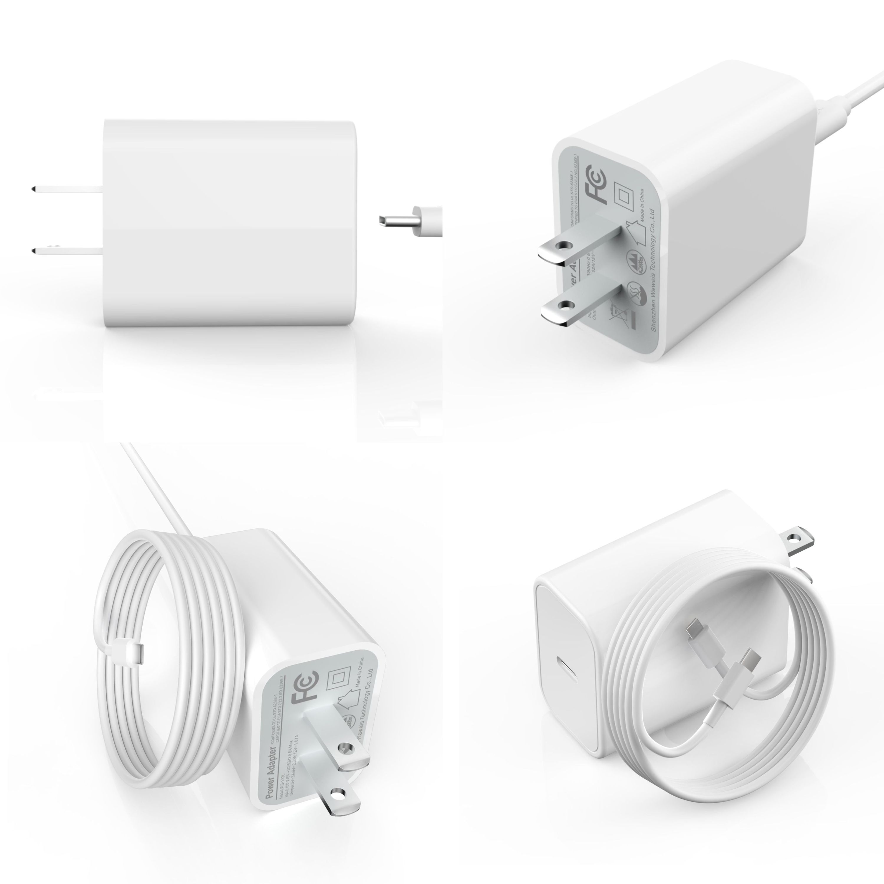 Original Factory Charger EU UK US Plug 3 Pins Adapter USB C 20W PD Fast Charging Type C Charger for iPhone 16 15 14 13 12 Pro