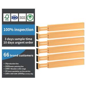 Holz-Schubladenorganizer Erweiterbare Bambus-Schubladenteiler Verstellbare Trennwände für Küchen-, Kommode-, Schlafzimmer- und Schreibtischschubladen - Product Image 1