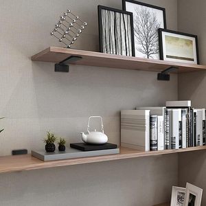 Soportes de estante <span class=keywords><strong>invisibles</strong></span> de alta resistencia Estantes ocultos Soportes en L de hierro fundido de 8 "Soportes de estantería de pared de metal negro industrial rústico - Product Image 3