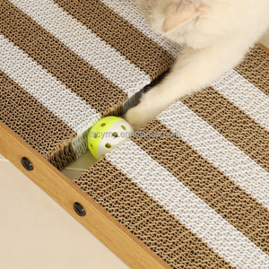 Ekstra yüksek kedi Scratcher L şekli çizgili karton kedi tırmalamak kurulu sonrası topu ile - Product Image 5