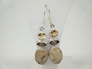 Pendientes de Plata de Ley 925 Hechos a Mano con Citrino y Jaspe Ahumado, Joyería de Piedras Preciosas Naturales, Estilo Bohemio Étnico para Mujer, Venta al Por Mayor - Product Image 5