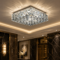 Plafonnier en cristal de luxe moderne, lampe de plafond carrée créative pour la décoration de chambre d'hôtel, éclairage élégant