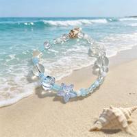 Bracelet féminin au design unique et minimaliste, thème Océan Rêveur style Forêt, avec étoiles et coquillages, polyvalent, idéal pour les étudiantes