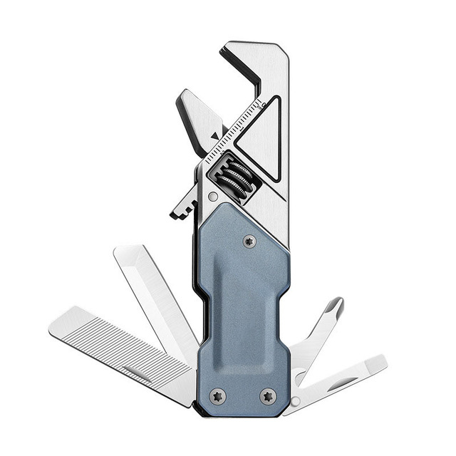 6 in 1 Multitool Wrench Portable Folding Multifunctional Adjustable Stainless Steel Tool with Knife Screwdriver Bottle Opener