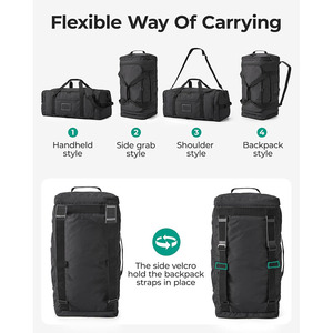 <span class=keywords><strong>Bolsa</strong></span> de Viaje Plegable de Poliéster Vintage de 60L con Cierre de Cremallera, Mochila de Viaje 4 en 1, <span class=keywords><strong>Bolsa</strong></span> de Fin de Semana - Product Image 6