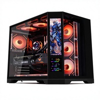 Boîtier PC de jeu ATX avec écran LCD, 2 fenêtres en verre, boîtier PC de bureau avec écran