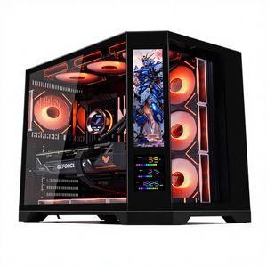 Boîtier PC de jeu ATX avec écran LCD, 2 fenêtres en verre, boîtier PC de bureau avec écran - Product Image 3