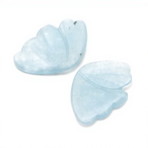 Cabujón de alas de mariposa de aguamarina natural, piedras sueltas talladas en azul claro - Product Image 3