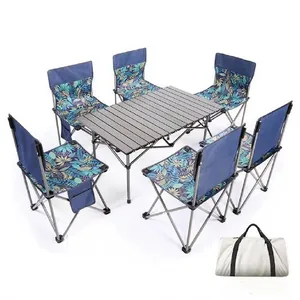 屋外折りたたみテーブルと椅子屋外ピクニックキャンプポータブルアルミニウム合金折りたたみテーブルと椅子セット