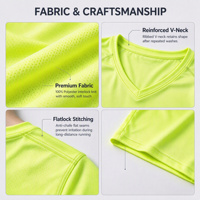 T-shirt de course personnalisé OEM ODM pour hommes, séchage rapide, col en V, manches courtes, tricoté, imprimé intégral, pour événements sportifs et équipes de course (Marathon 5KM)