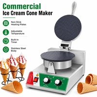 Nouvelle machine électrique multifonctionnelle commerciale pour cornets/glace/gaufres, thermostat automatique réglable, acier inoxydable 304