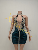 Ocstrade Prêt à expédier - Contactez-nous avant de commander Robe de soirée transparente à strass pour femme Robe scintillante pour fête d'anniversaire