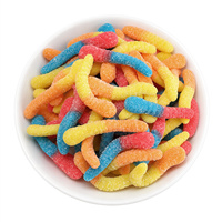 Bonbons Lechao en gros, multicolores, en forme de vers, saveur fruitée acidulée, bonbons gélifiés halal