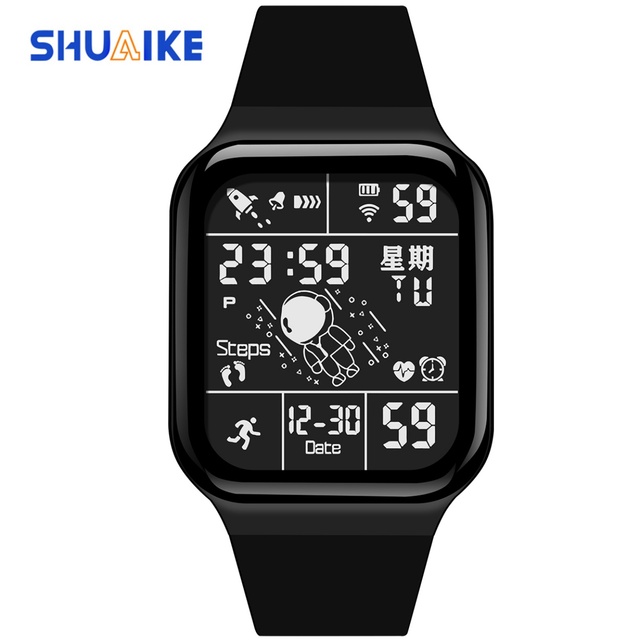 Teen Student Square Astronaut Watch New Fashion LED Pedometer Smart Watch Hot Selling Wholesale