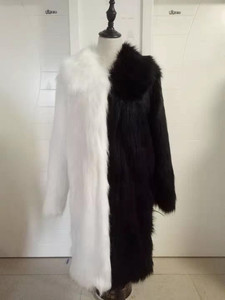 2020 inverno Punk Rock Con Cappuccio Giacca Lunga <span class=keywords><strong>Nero</strong></span> Bianco Patchwork di Pelliccia Del Faux Cappotto Degli Uomini Cappotto - Product Image 4