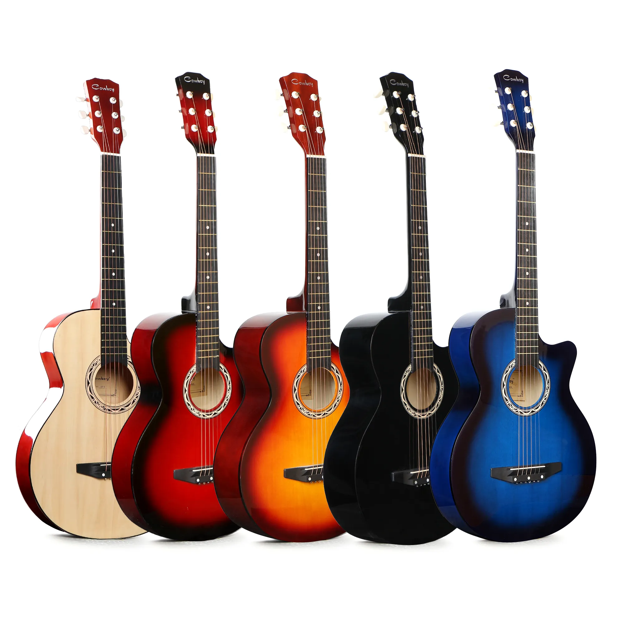 Wholesale cheap cutway beginner guitarra 38c multiple colorful acoustic guitar in guangzhou