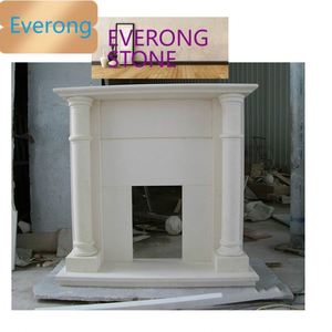 Manteau de cheminée en pierre de marbre blanc naturel conçu - Product Image 1