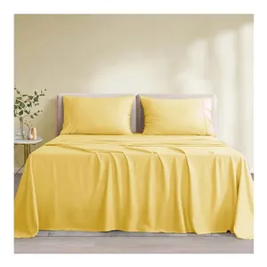 Eco-Friendly Bamboo Sheets Set 4pcs Cooling Breathable Bed Sheets Set Bedding Set With Deep Pocket