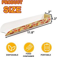 Barquettes à hot-dogs auto-érectables en papier couché imprimé, écologiques, personnalisables, pour la vente chaude, supports de service alimentaire pour festivals