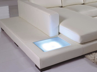 Juego de Sofás Seccionales en Forma de U con Lámpara LED de Cuero Blanco de Alta Gama BFP, Muebles Modernos para Sala de Estar, Oficina y Ocio