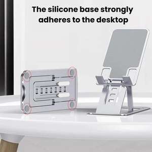 Support de <span class=keywords><strong>téléphone</strong></span> en aluminium argenté, support de bureau universel pour <span class=keywords><strong>téléphone</strong></span>, support portable pour tablette (argent) - Product Image 3