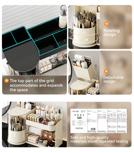 Boîte de rangement de maquillage multifonctionnelle rotative à plusieurs niveaux avec design gain de place, organiseur de maquillage deux-en-un - Product Image 6